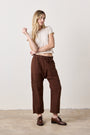 SHAILEY PAPERBAG WAIST LINEN COTTON PANT / BRINDLE