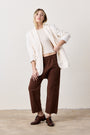 SHAILEY PAPERBAG WAIST LINEN COTTON PANT / BRINDLE