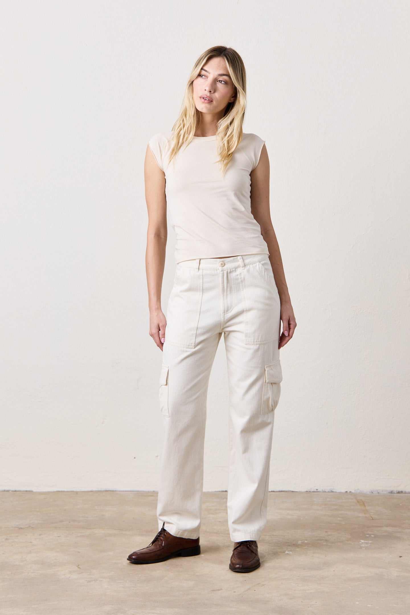 HAWK STRAIGHT LEG TWILL CARGO PANT  / IVORY