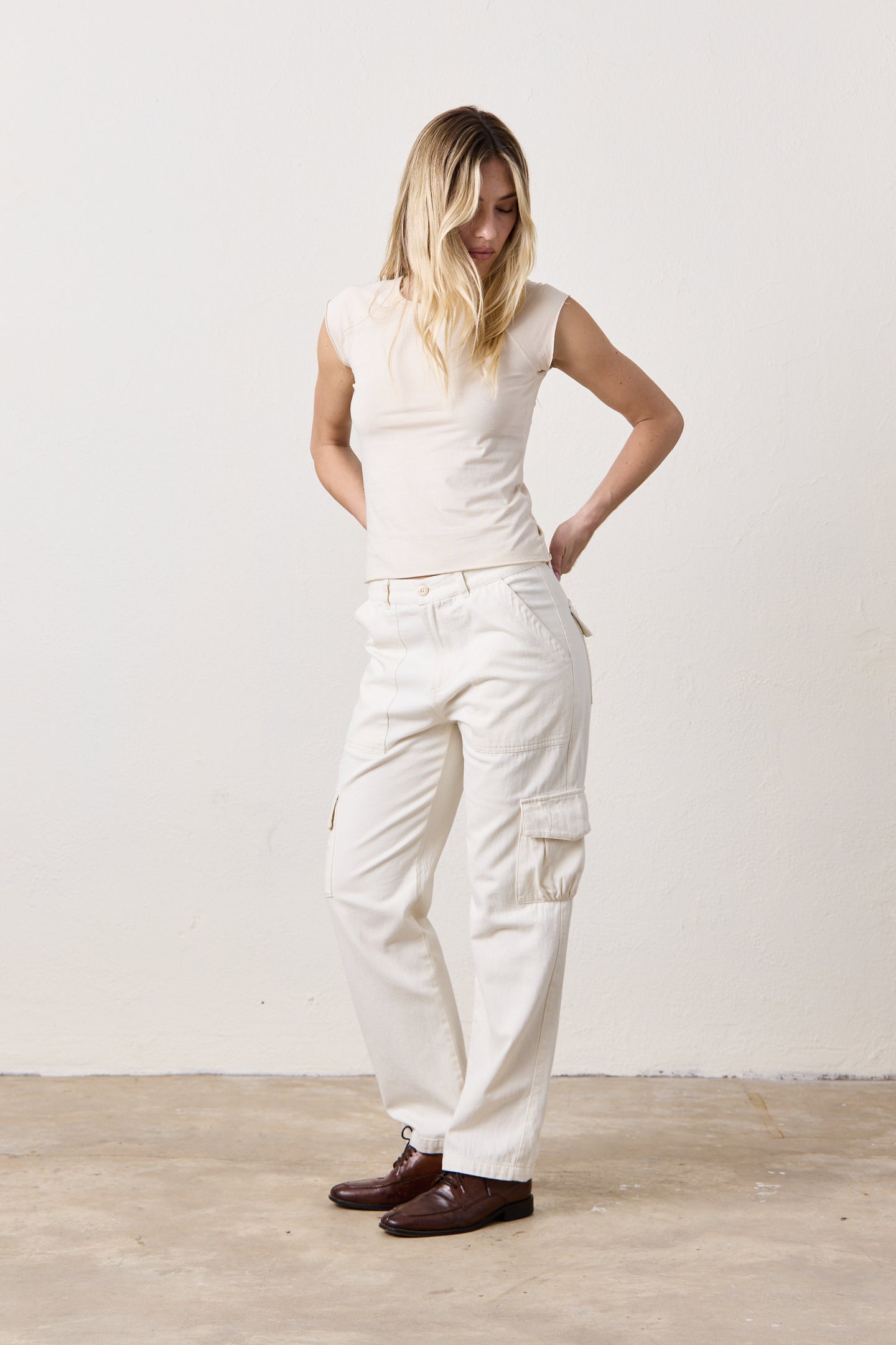 HAWK STRAIGHT LEG TWILL CARGO PANT  / IVORY