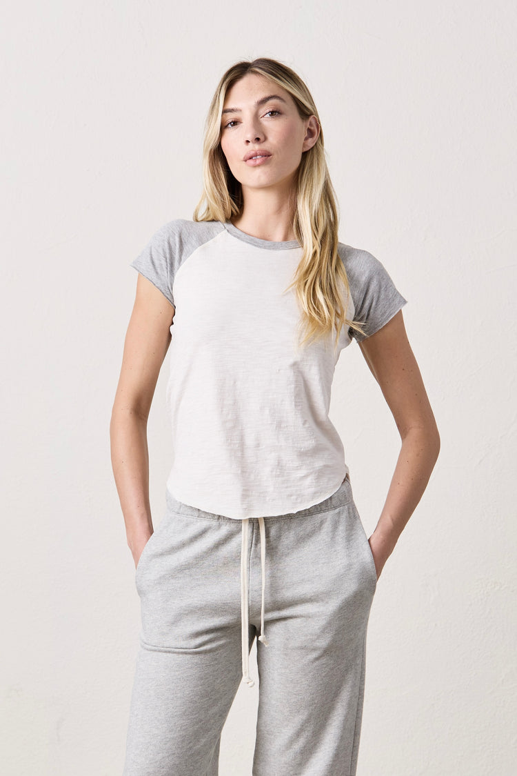 NSF Tommy Slub Jersey Raglan Tee - Ivory/Heather Gray