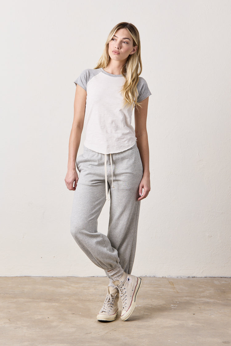 NSF Tommy Slub Jersey Raglan Tee - Ivory/Heather Gray