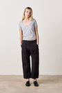 SHAILEY PAPERBAG WAIST LINEN COTTON PANT / FADED BLACK