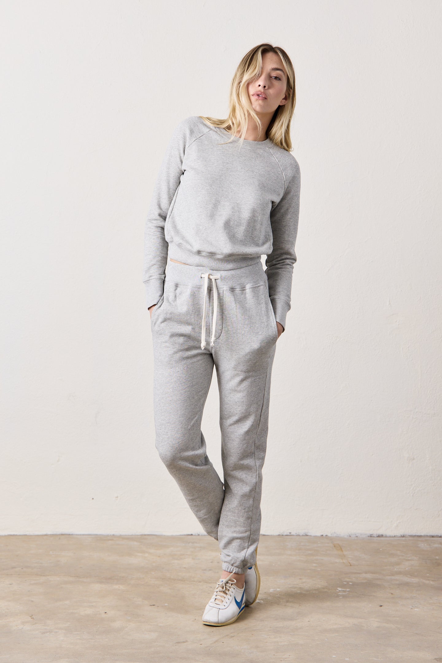 ISABELLA HIGH WAIST VINTAGE TERRY SWEATPANT / HEATHER GREY