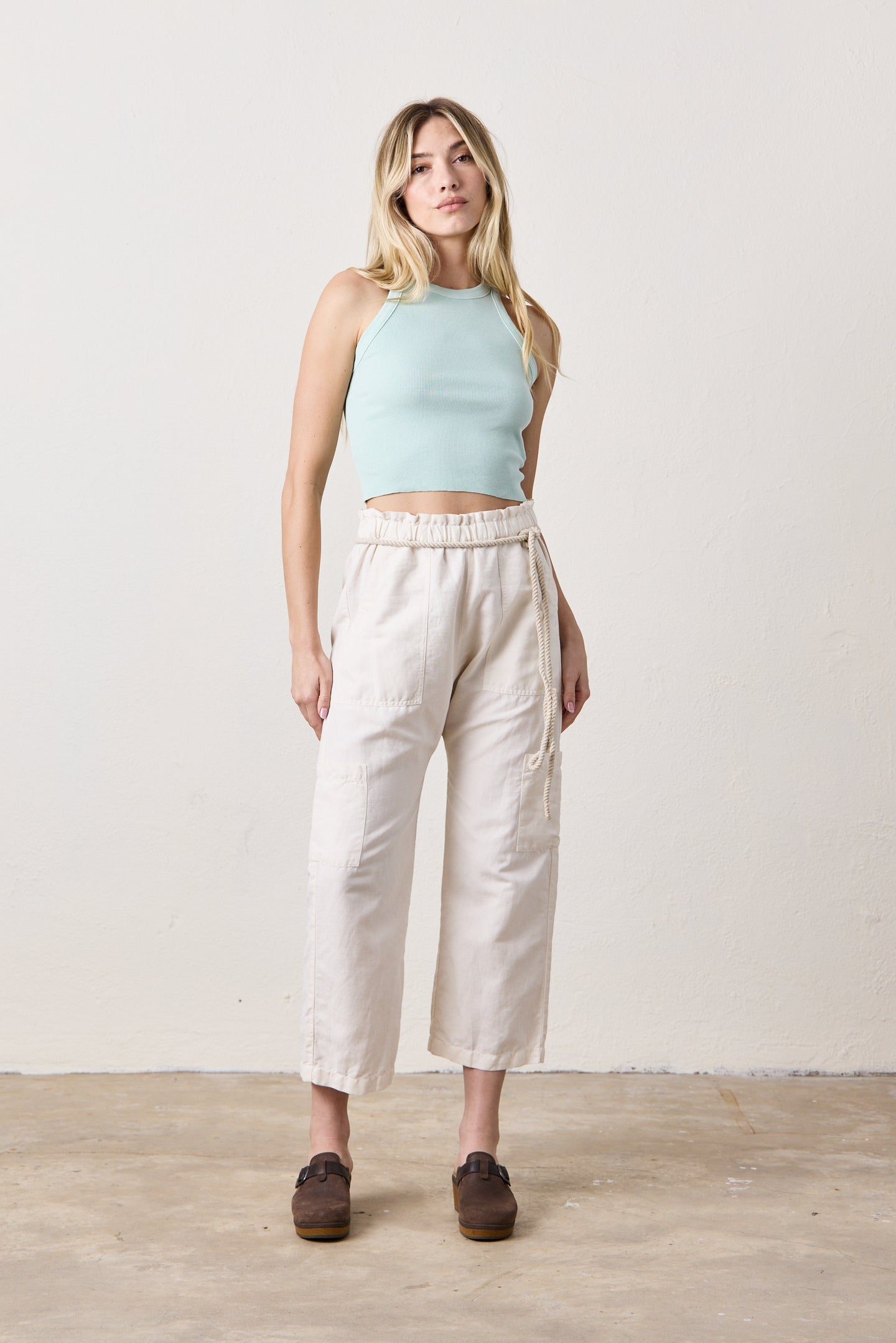 AMAYA FITTED CROP RIB TANK / MINT