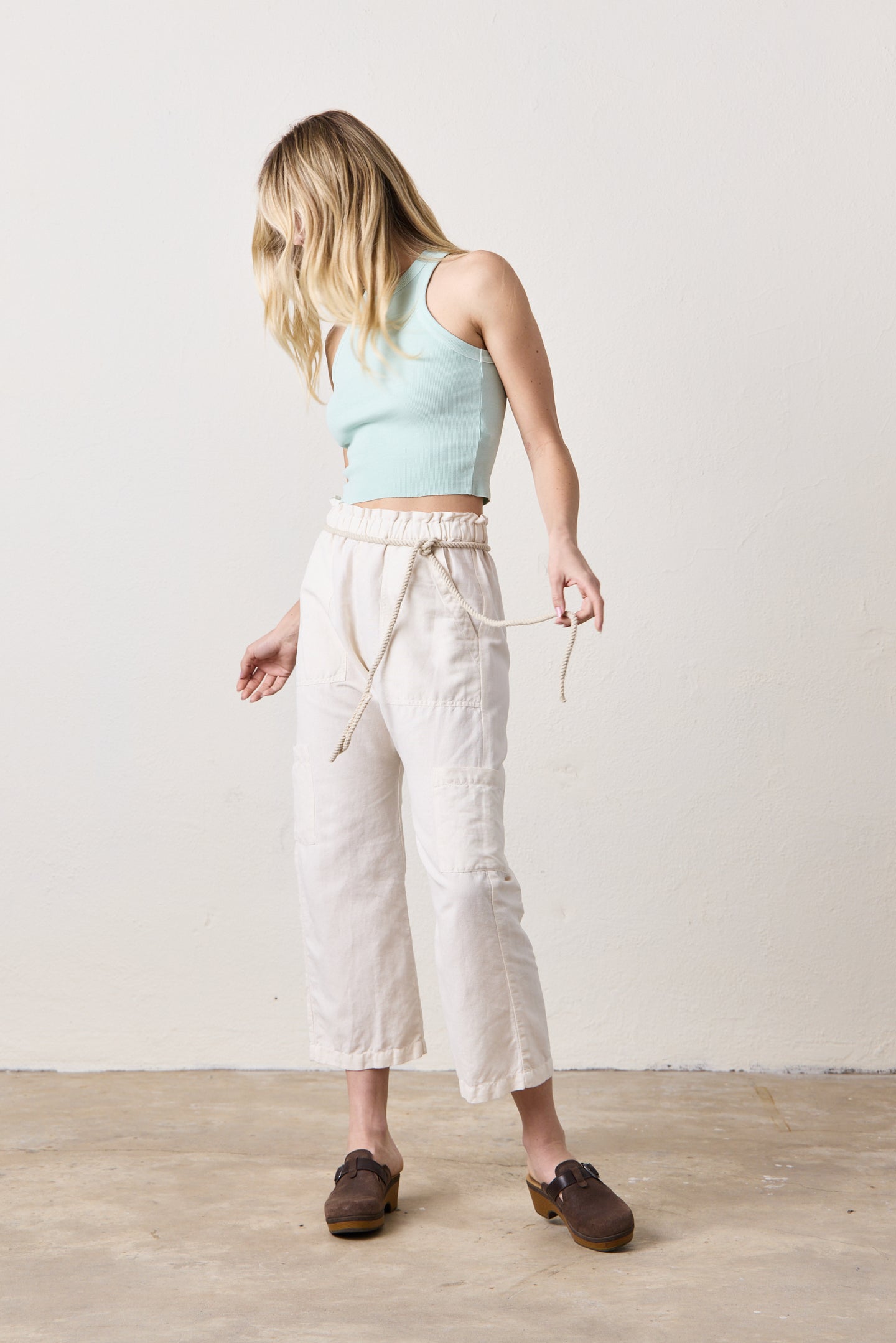 AMAYA FITTED CROP RIB TANK / MINT