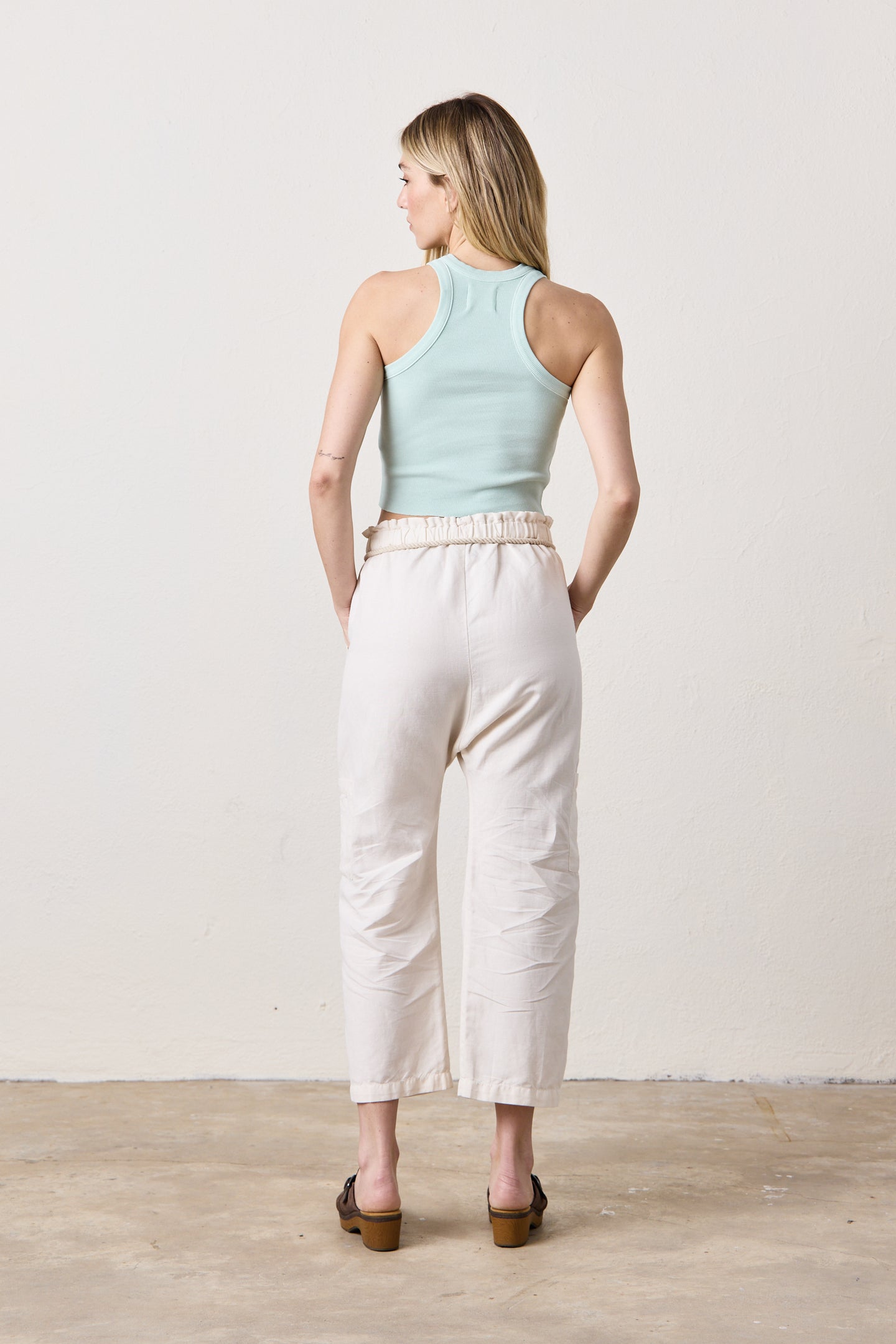 AMAYA FITTED CROP RIB TANK / MINT