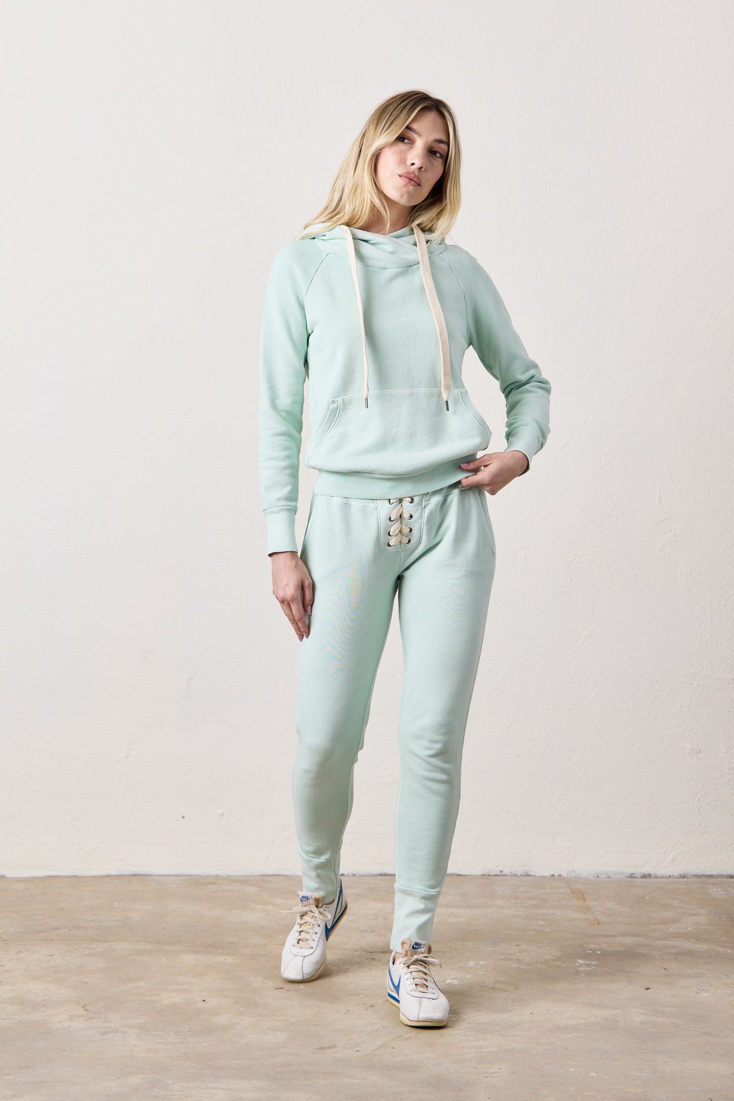 LISSE FITTED LOOP TERRY HOODY / MINT