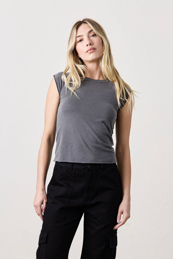 CHLOE FITTED LUX JERSEY TEE / FADED BLACK