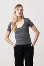 TALLY RELAXED U-NECK SLUB JERSEY TEE / FADED BLACK