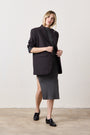 LAWRENCE OVERSIZE LINEN COTTON BLAZER / FADED BLACK