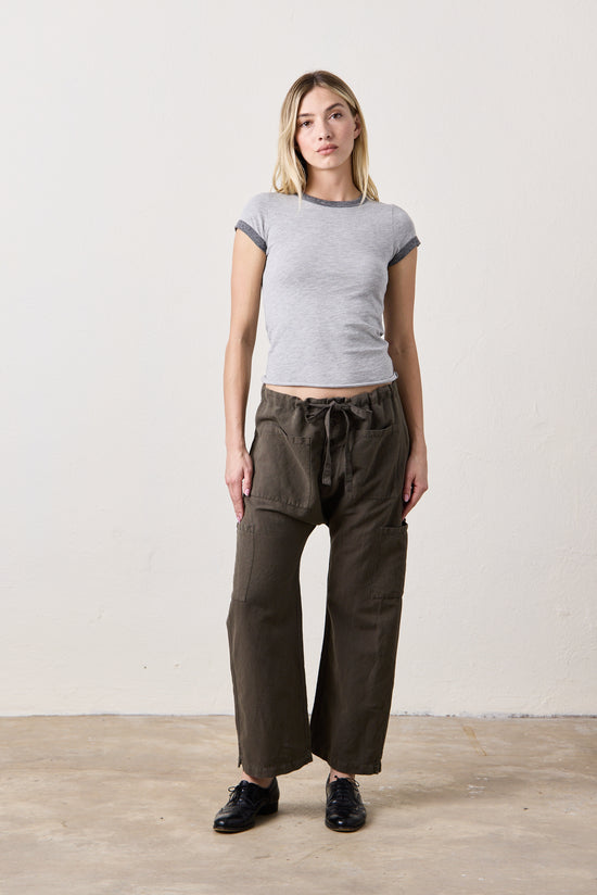 CARLSON LINEN COTTON TIE PANT / OLIVE