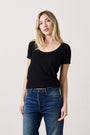 TALLY RELAXED U-NECK SLUB JERSEY TEE / BLACK