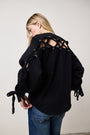 HENDRICKS LACE BACK COZY FLEECE SWEATSHIRT / BLACK