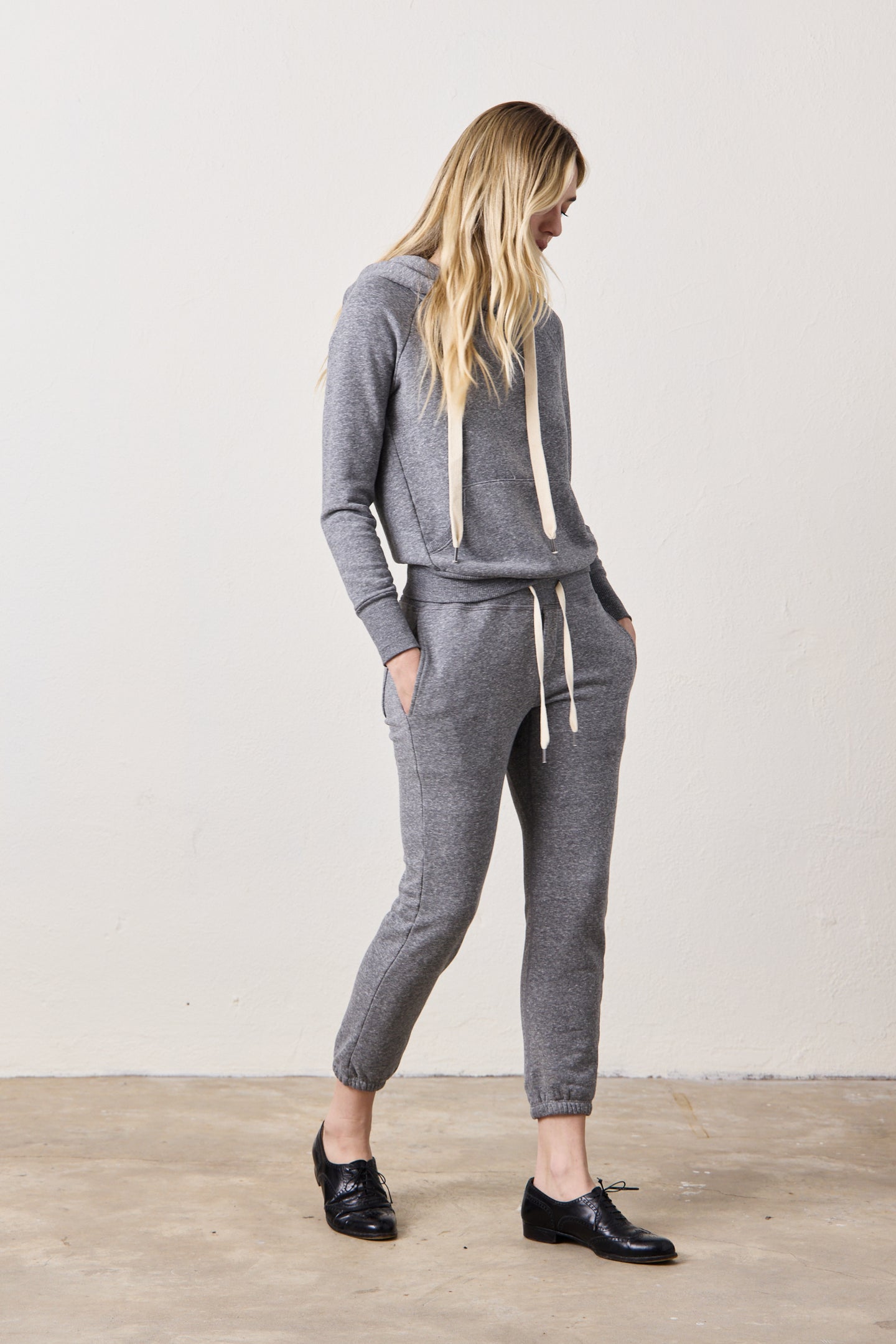 SAYDE SLIM MELANGE TERRY SWEATPANT / CHARCOAL HEATHER GREY