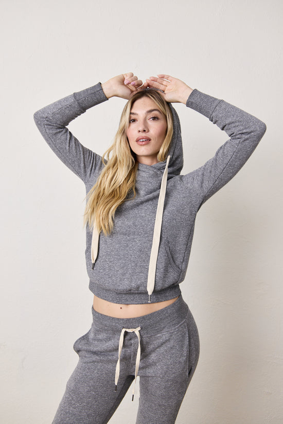 LISSE FITTED ATHLETIC LOOP TERRY HOODY / CHARCOAL HEATHER GREY