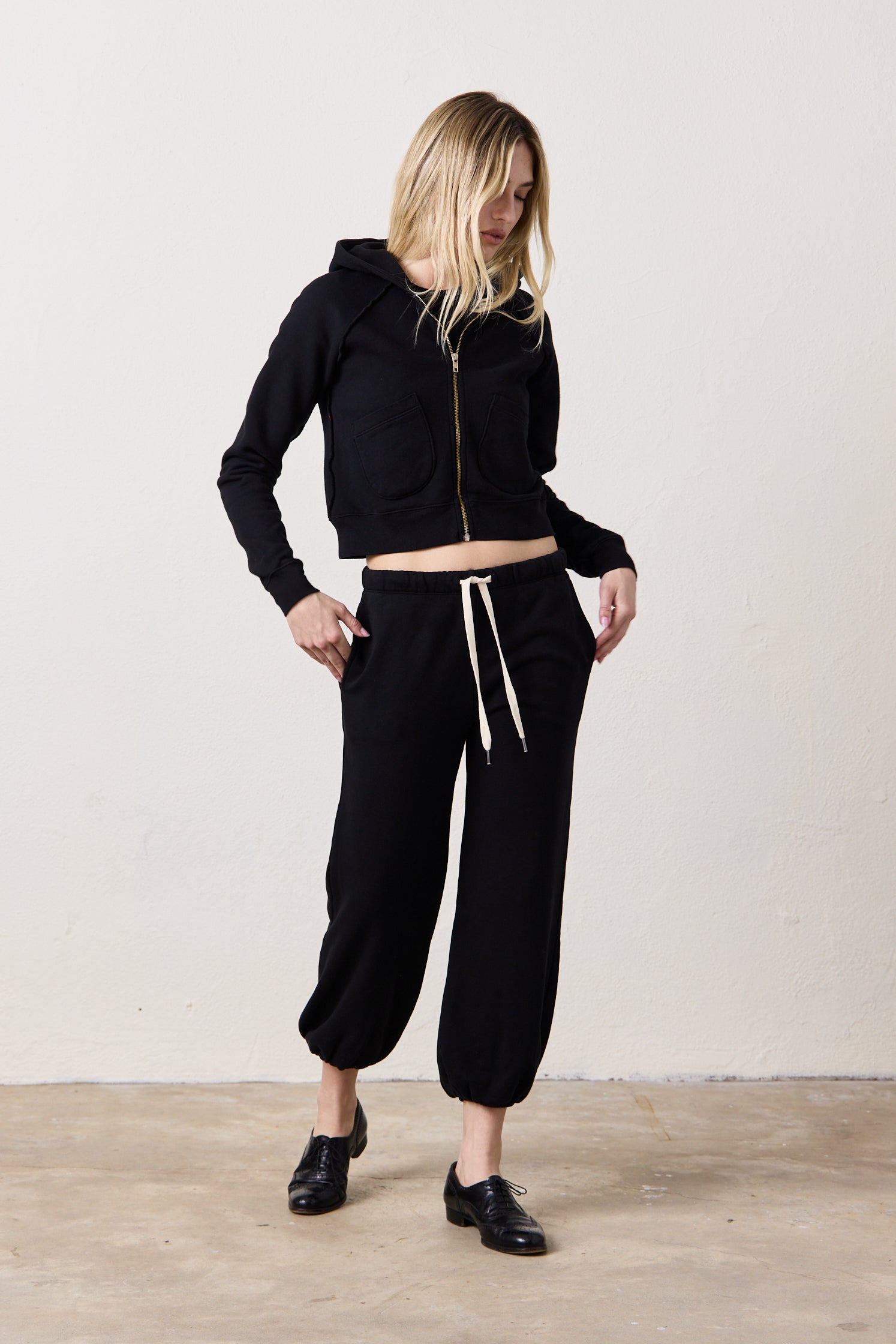 Jax Zip Hoodie – Black Shrunken Fleece | NSF Clothing