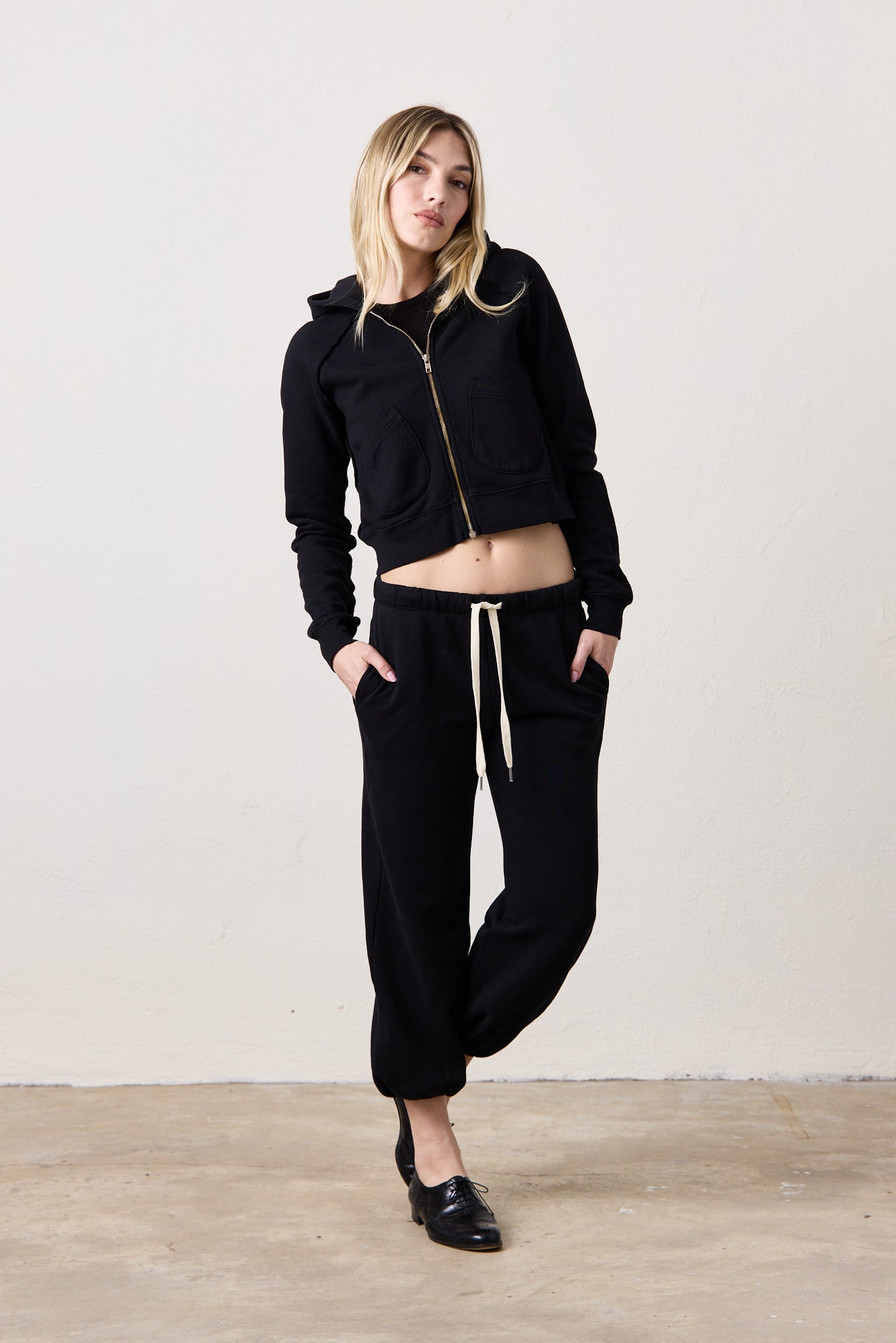 Jax Zip Hoodie – Black Shrunken Fleece | NSF Clothing