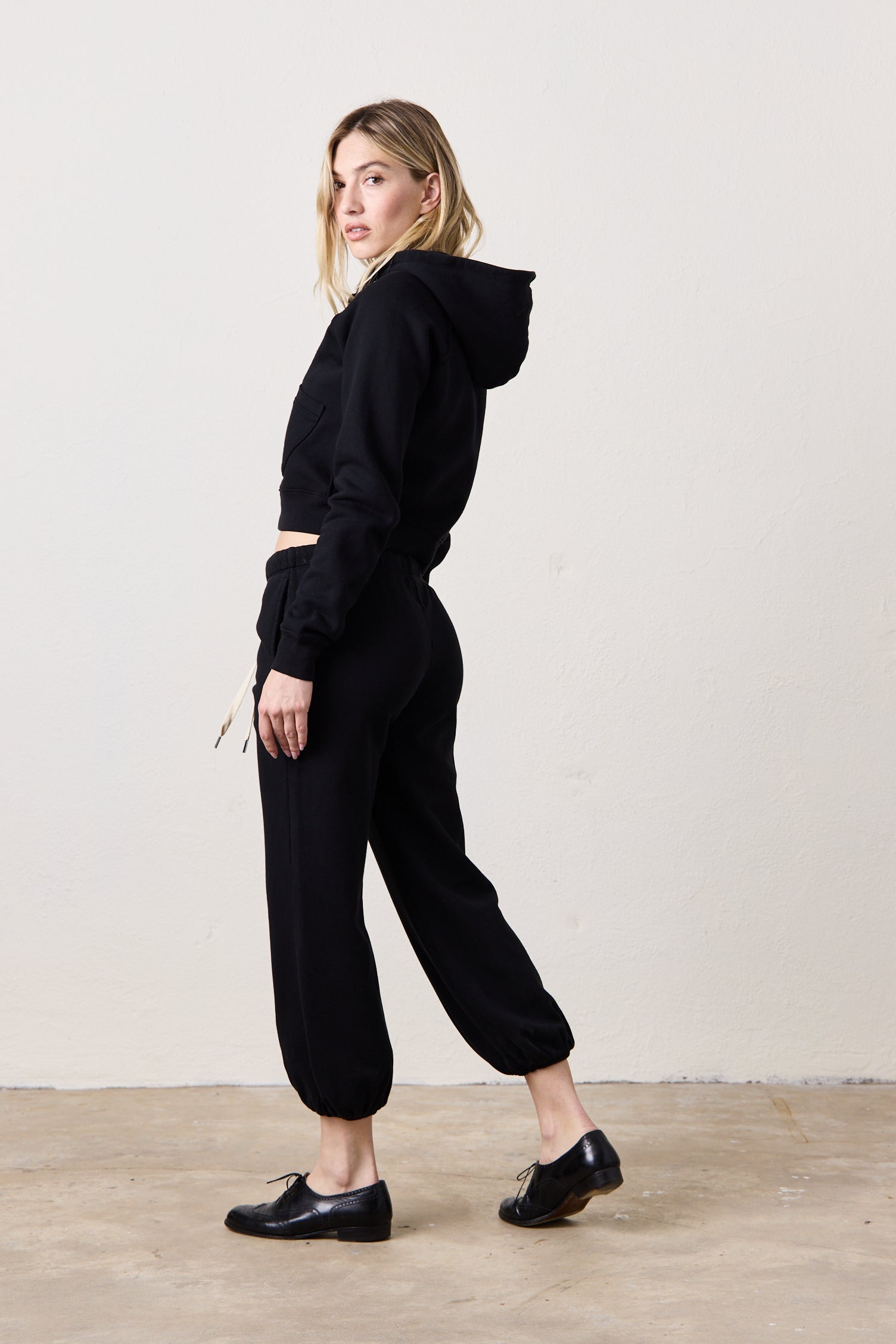 Jax Zip Hoodie – Black Shrunken Fleece | NSF Clothing