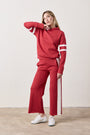 ELLIS RELAXED LOOP TERRY HOODY / CRIMSON/IVORY