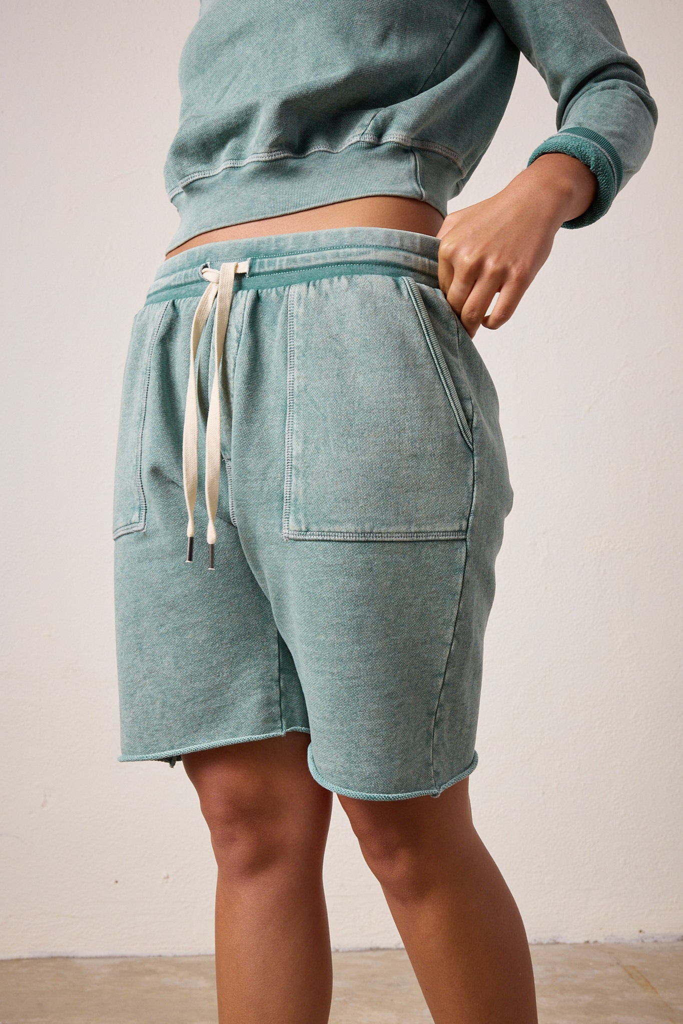 Women's Shorts - Teal Heather Perlite Dye - NSF Clothing