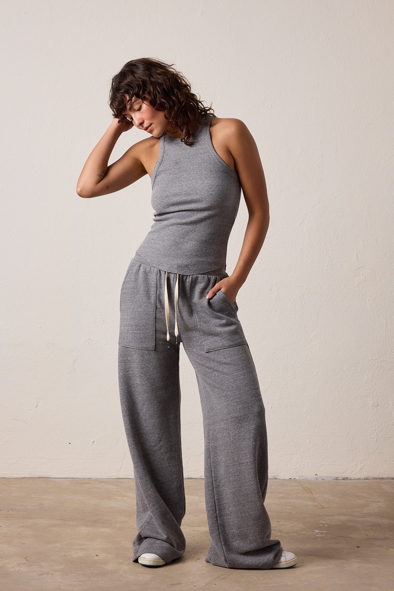 Women's Ribbed Tank – NSF Alexa Fitted Tank in Charcoal Heather