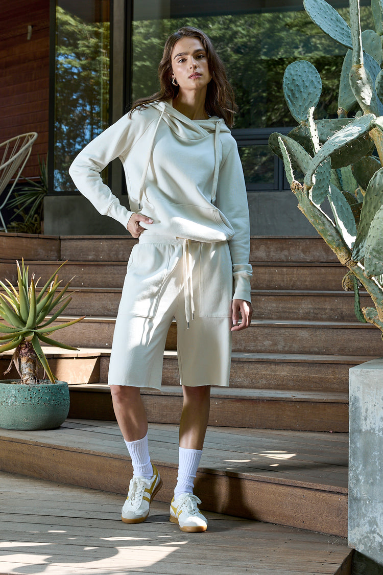 NSF Raven Wide Leg Loop Terry Culotte - Soft White