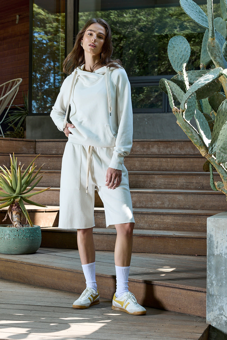 NSF Raven Wide Leg Loop Terry Culotte - Soft White