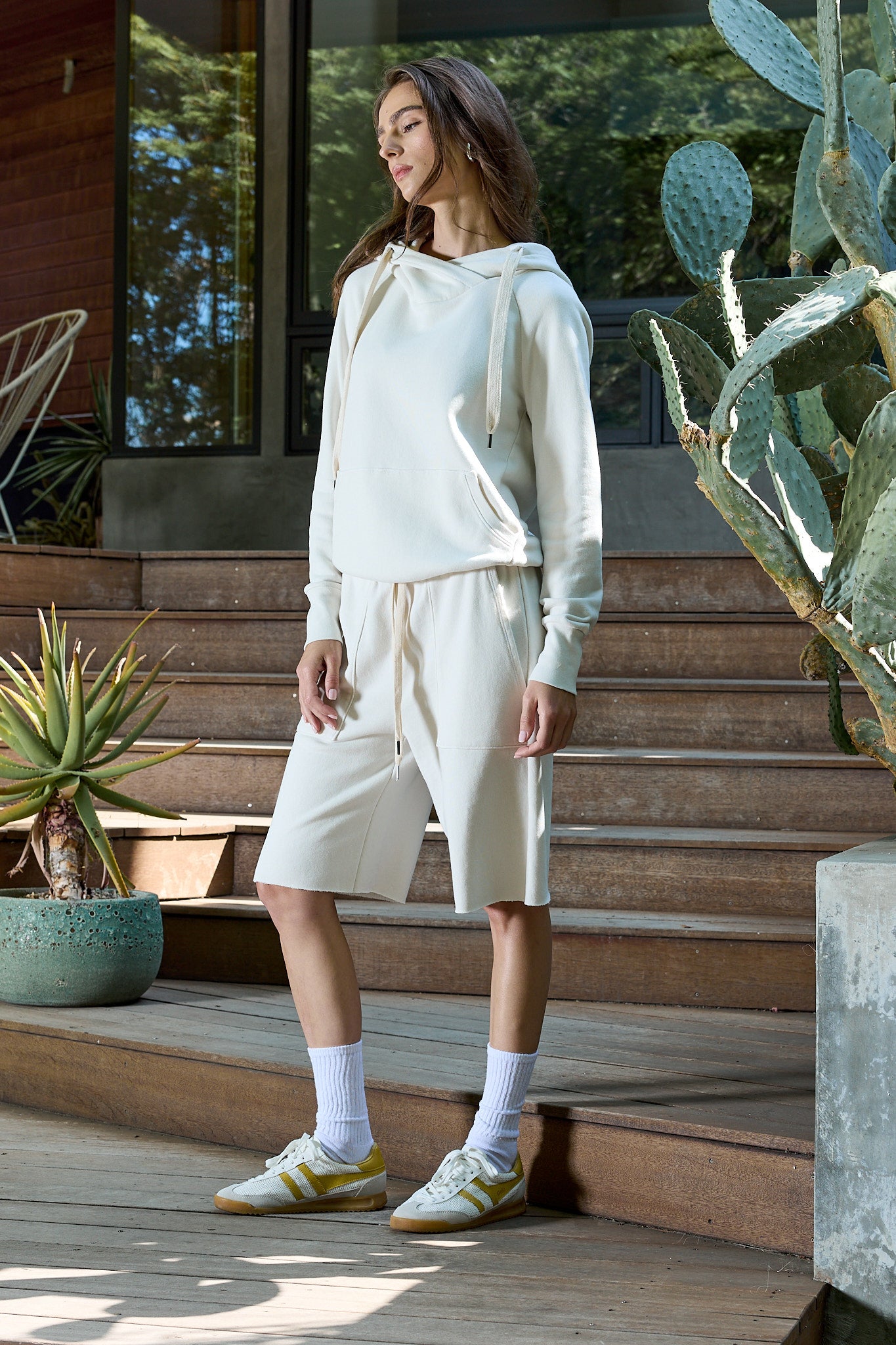 Wide Leg Terry Culottes – Soft White French Terry - NSF Clothing