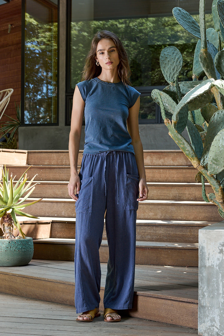 NSF Chloe Fitted Slub Jersey Muscle Tee - Faded Neo Blue