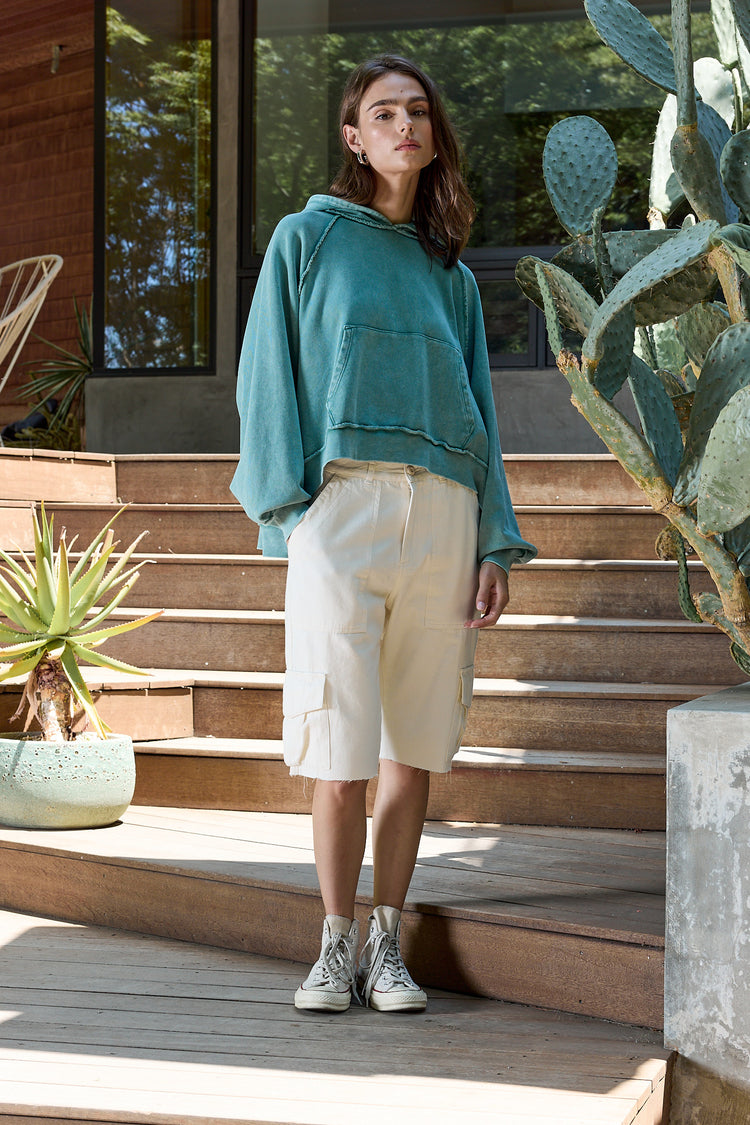 NSF Luma Oversize Loop Terry Poncho- Teal Perl