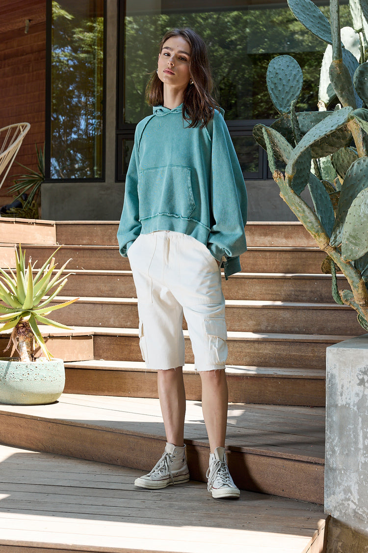 NSF Luma Oversize Loop Terry Poncho- Teal Perl