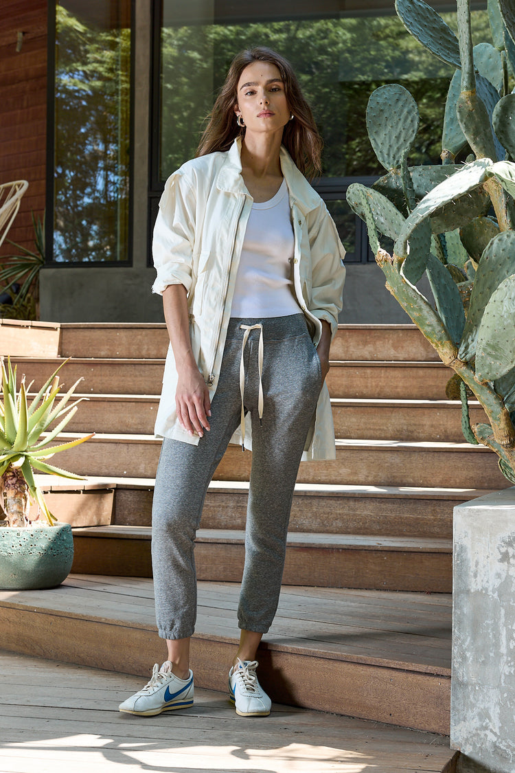 NSF Sayde Slim Melange Terry Sweatpant - Charcoal Heather Gray