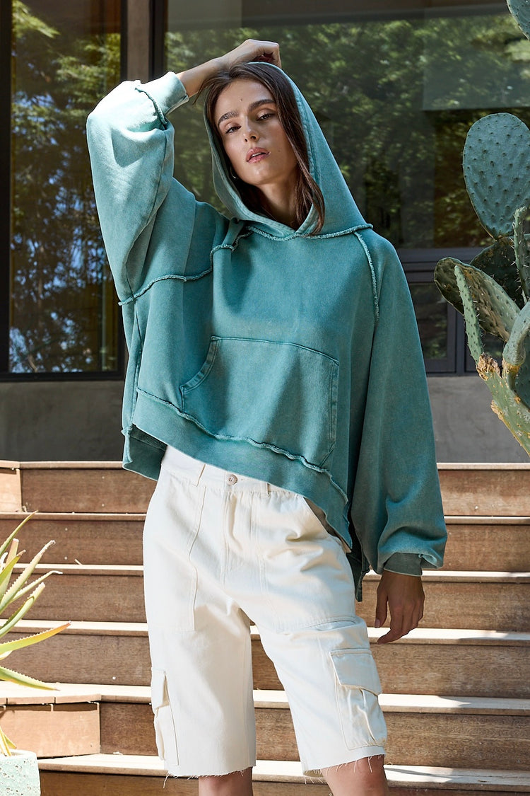 NSF Luma Oversize Loop Terry Poncho- Teal Perl