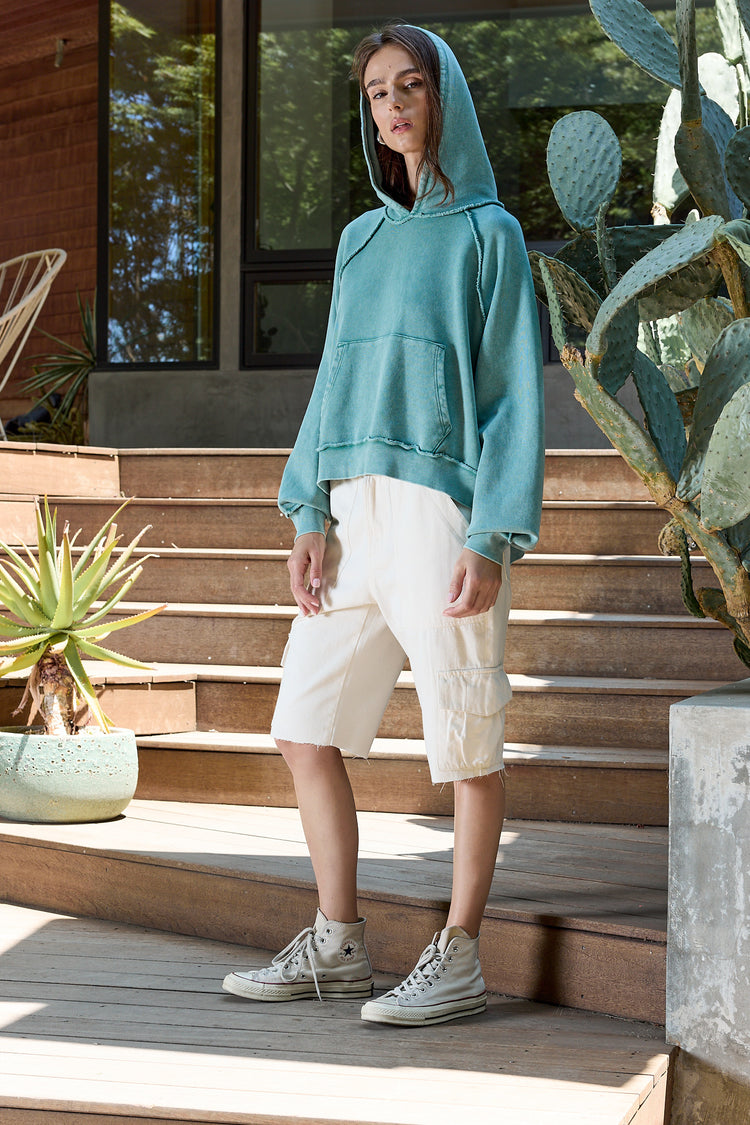 NSF Luma Oversize Loop Terry Poncho- Teal Perl