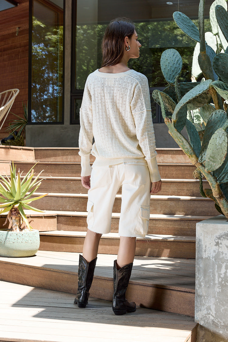 NSF Scout Relaxed Twill Cargo Culotte - Ivory