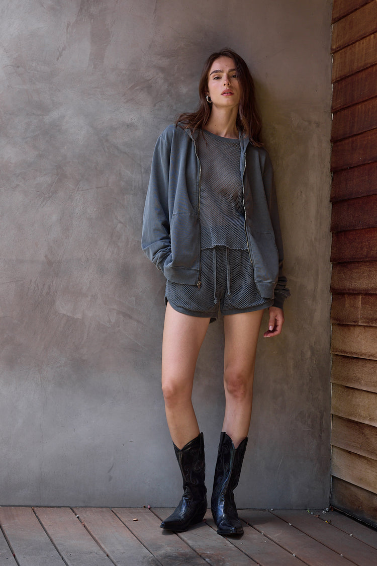 NSF Lincoln Oversized Mini Loop Terry Hoodie - Faded Black