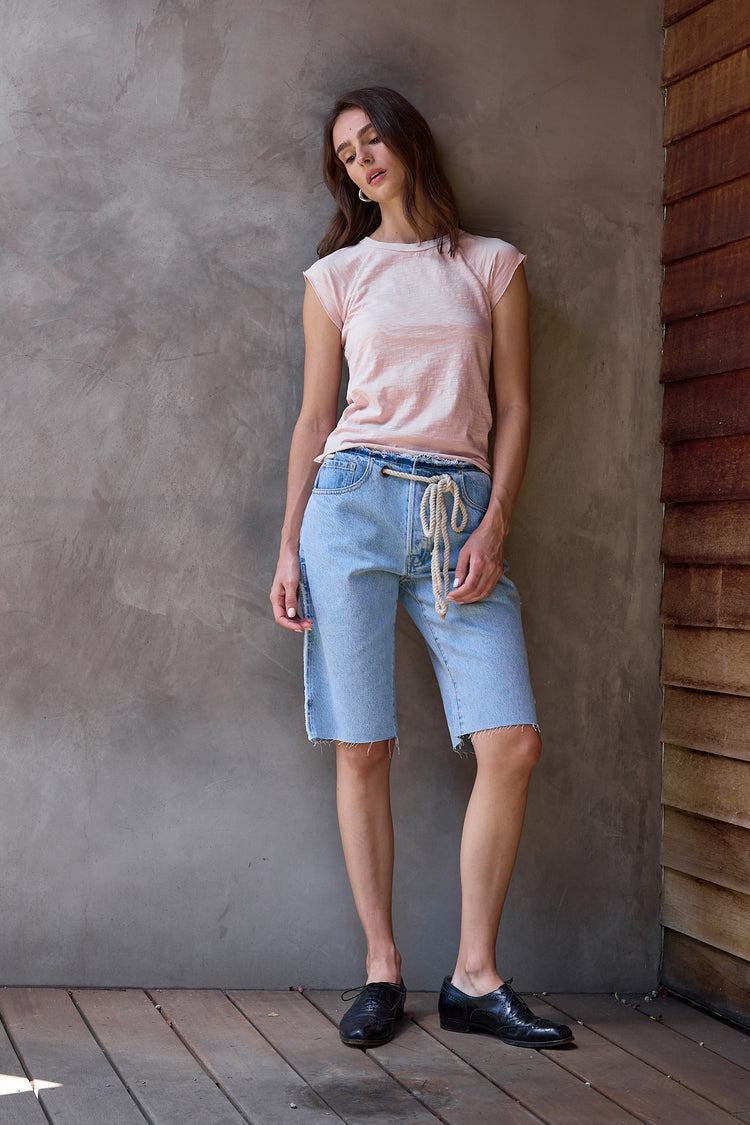 NSF Chloe Fitted Slub Jersey Muscle Tee - Rosy