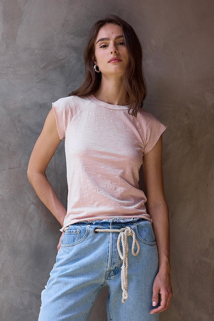 NSF Chloe Fitted Slub Jersey Muscle Tee - Rosy