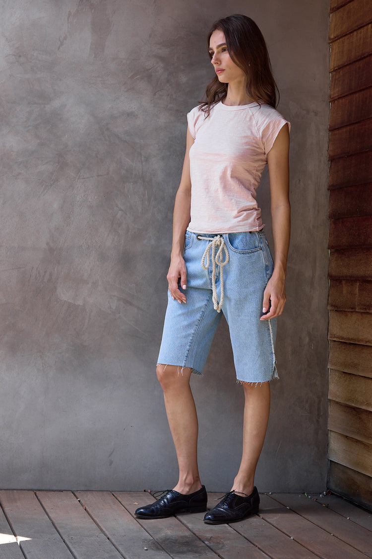 NSF Chloe Fitted Slub Jersey Muscle Tee - Rosy