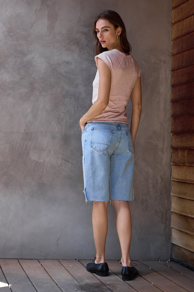 NSF Chloe Fitted Slub Jersey Muscle Tee - Rosy