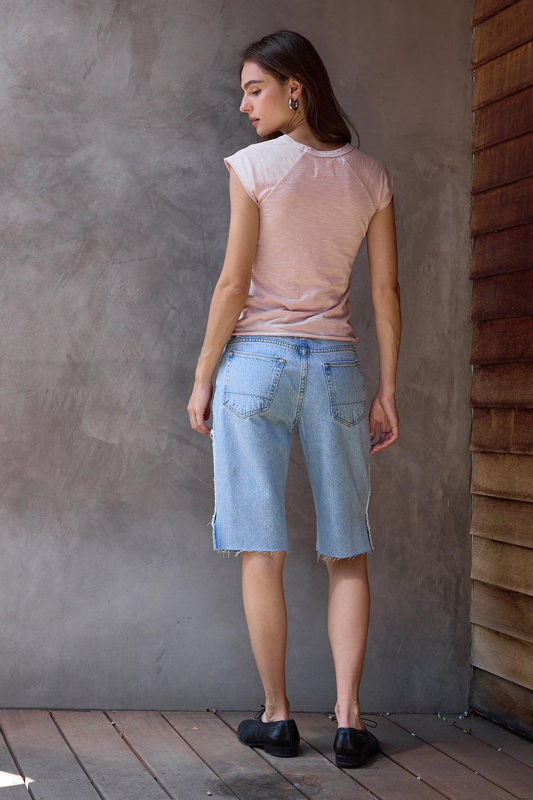 NSF Chloe Fitted Slub Jersey Muscle Tee - Rosy