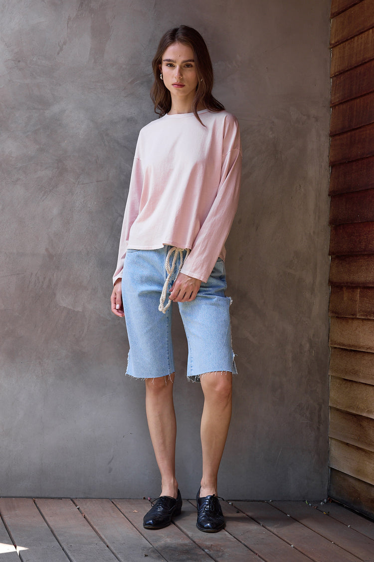 NSF Loffler Boxy Fine Jersey Tee - Rosy