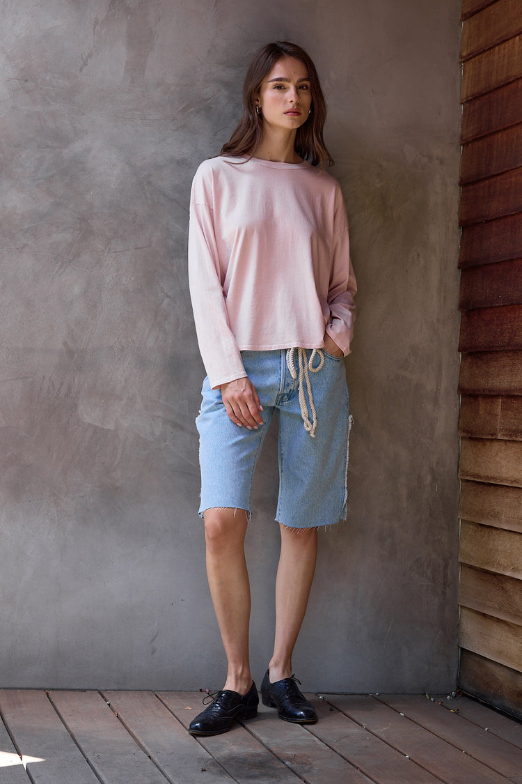 NSF Loffler Boxy Fine Jersey Tee - Rosy