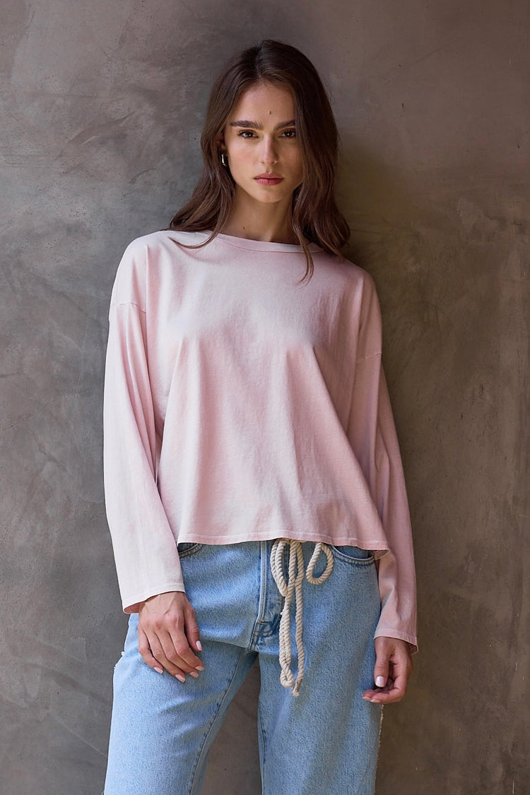 NSF Loffler Boxy Fine Jersey Tee - Rosy