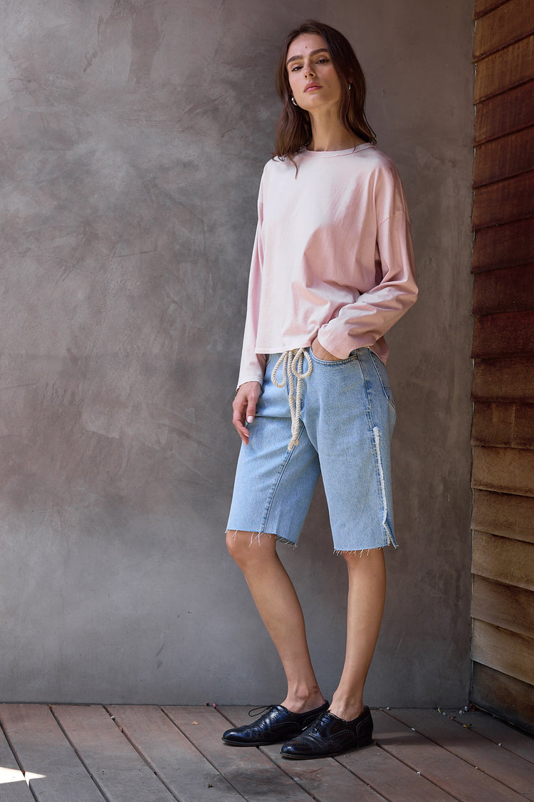 NSF Loffler Boxy Fine Jersey Tee - Rosy