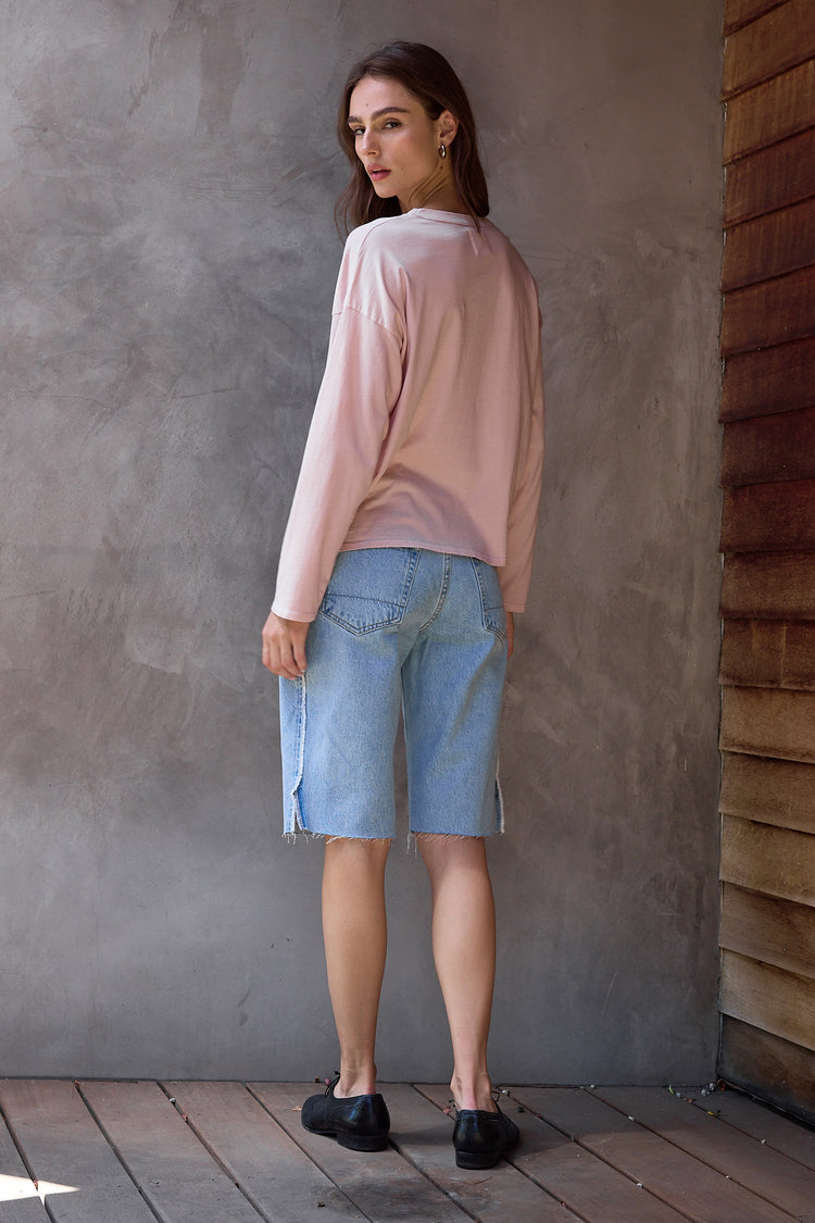 NSF Loffler Boxy Fine Jersey Tee - Rosy