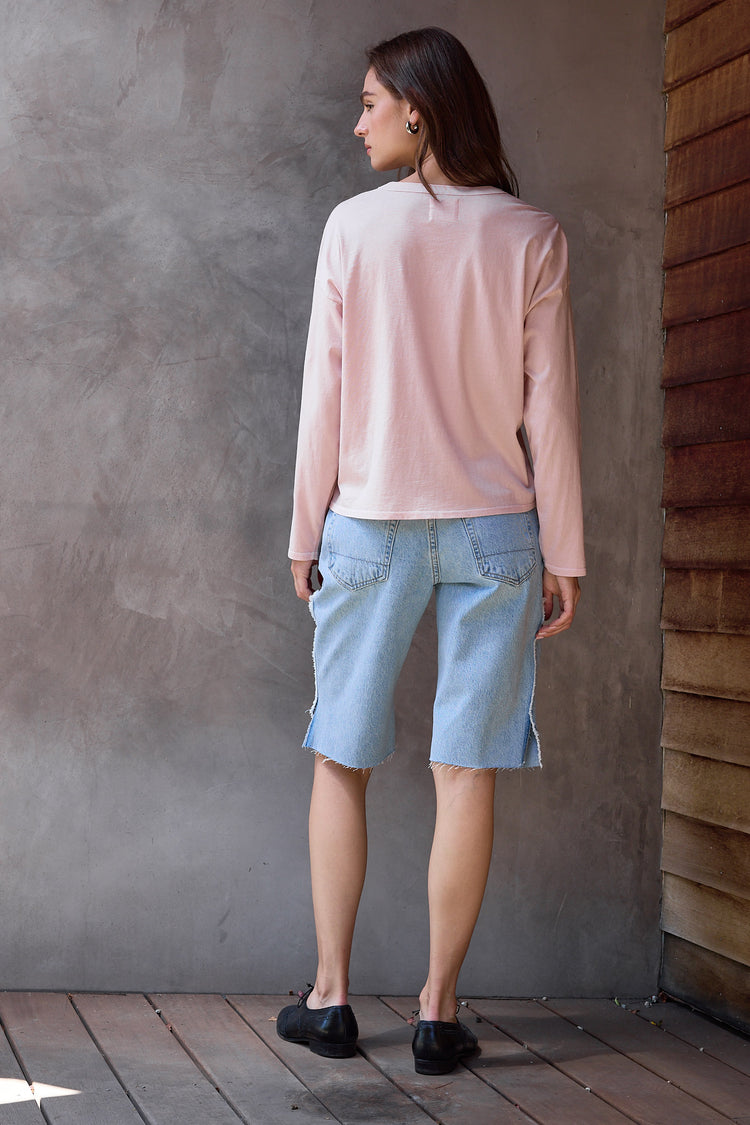 NSF Loffler Boxy Fine Jersey Tee - Rosy