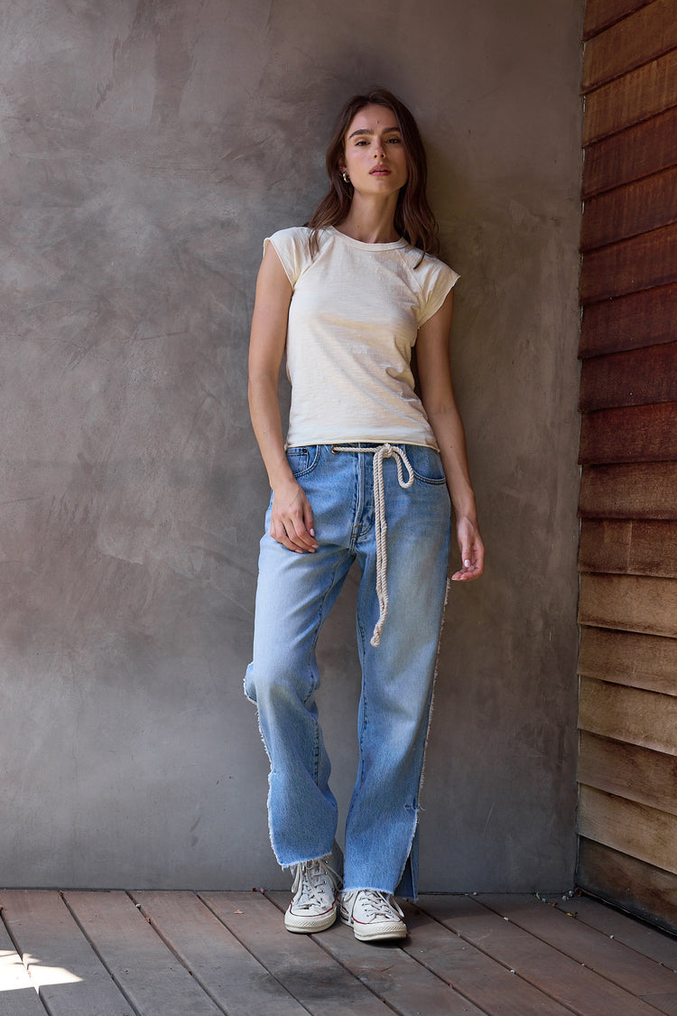 NSF Chloe Fitted Slub Jersey Muscle Tee - Lemonade