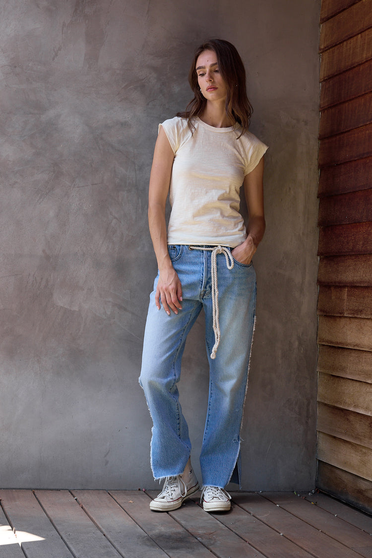 NSF Chloe Fitted Slub Jersey Muscle Tee - Lemonade